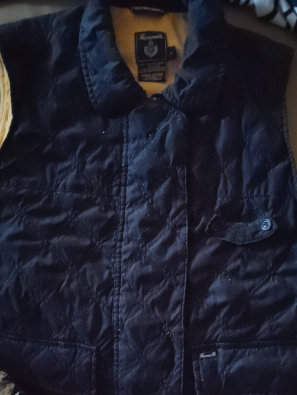 Faconnable Navy Quilted Vest with Yellow Interior